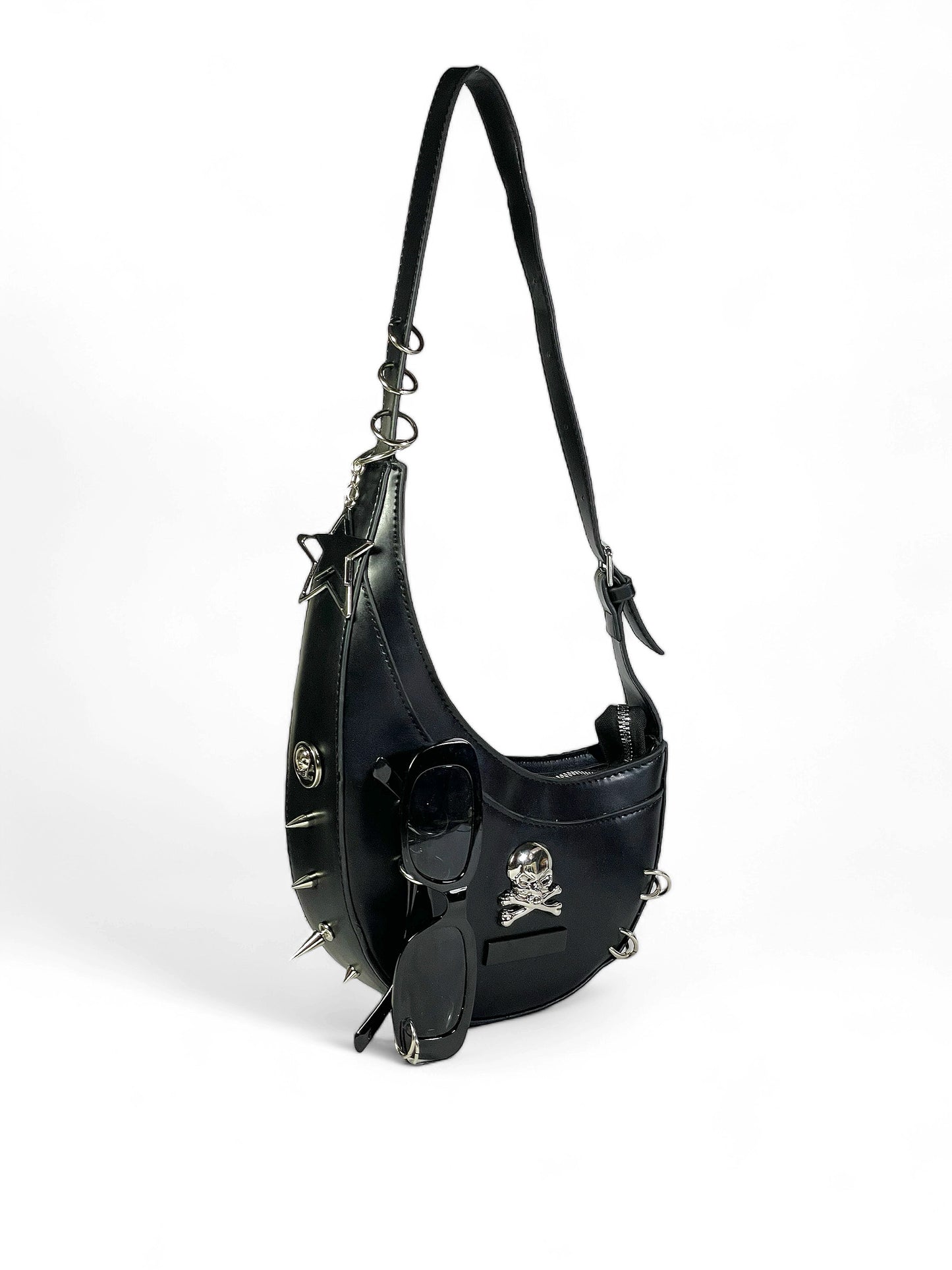 Black spike mini shoulder bag