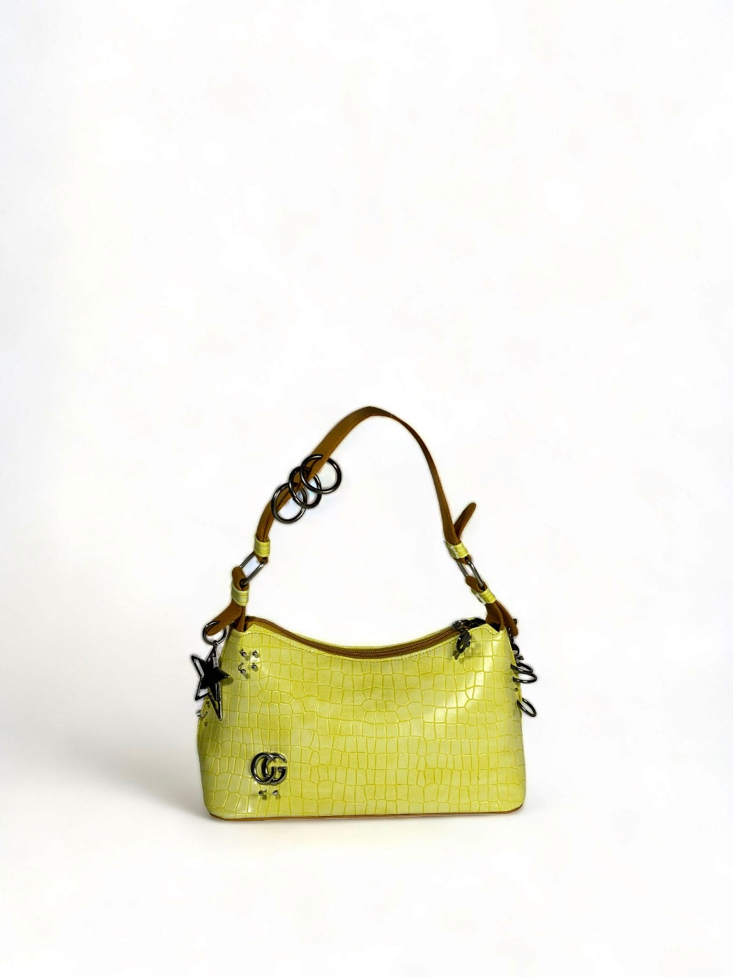 Yellow punk hand bag