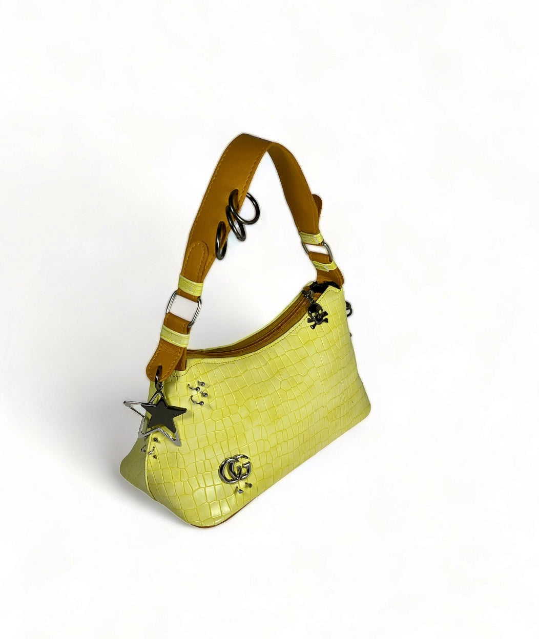 Yellow punk hand bag