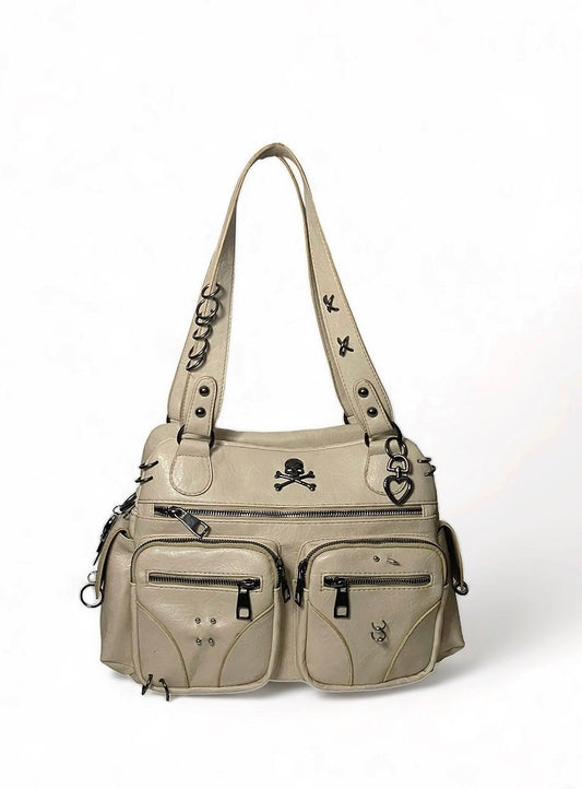 Y2k beige punk shoulder bag