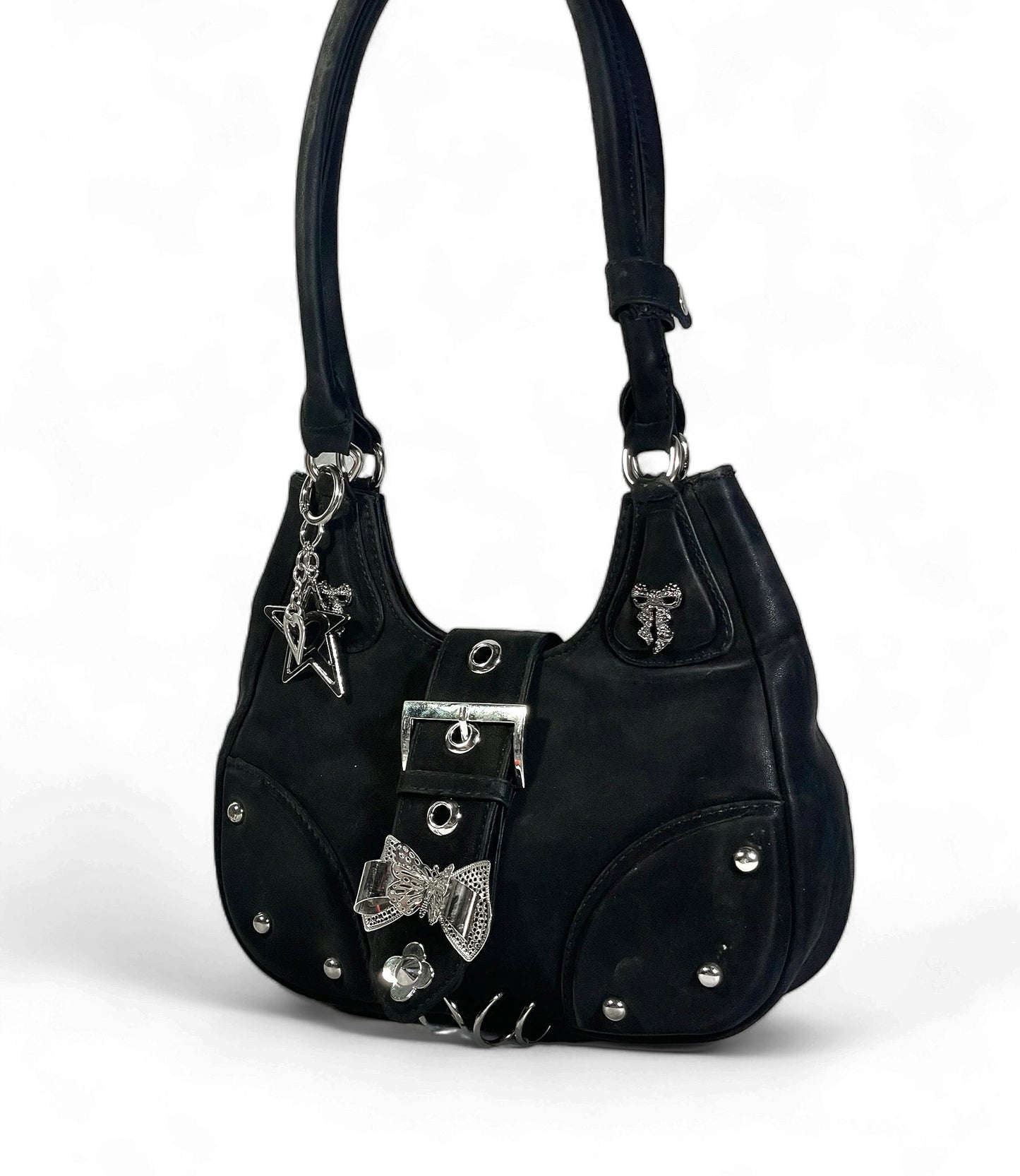 Suede bow Hobo bag