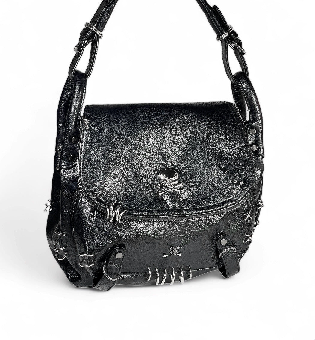 Black gothic hobo bag