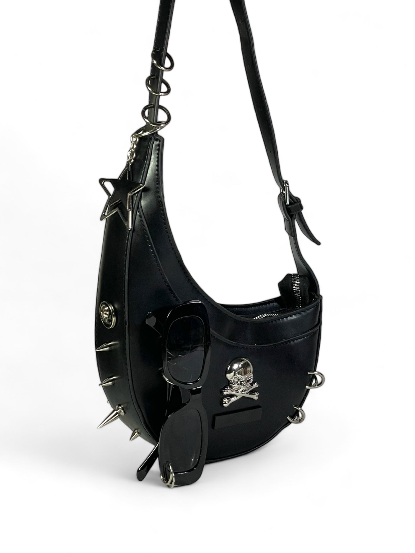 Black spike mini shoulder bag