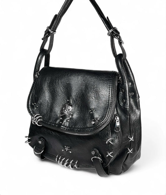 Black gothic hobo bag
