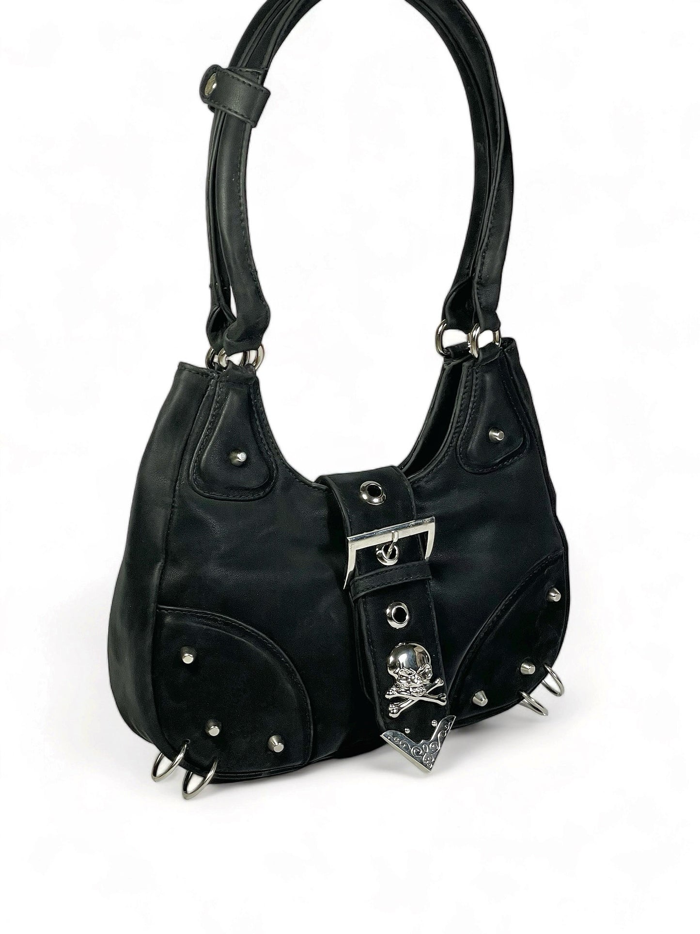 Suede black hobo shoulder bag