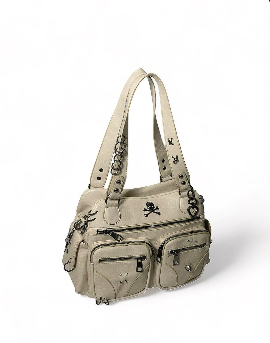 Y2k beige punk shoulder bag