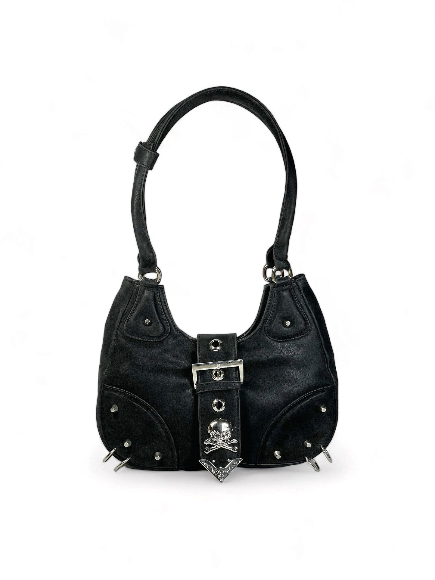 Suede black hobo shoulder bag
