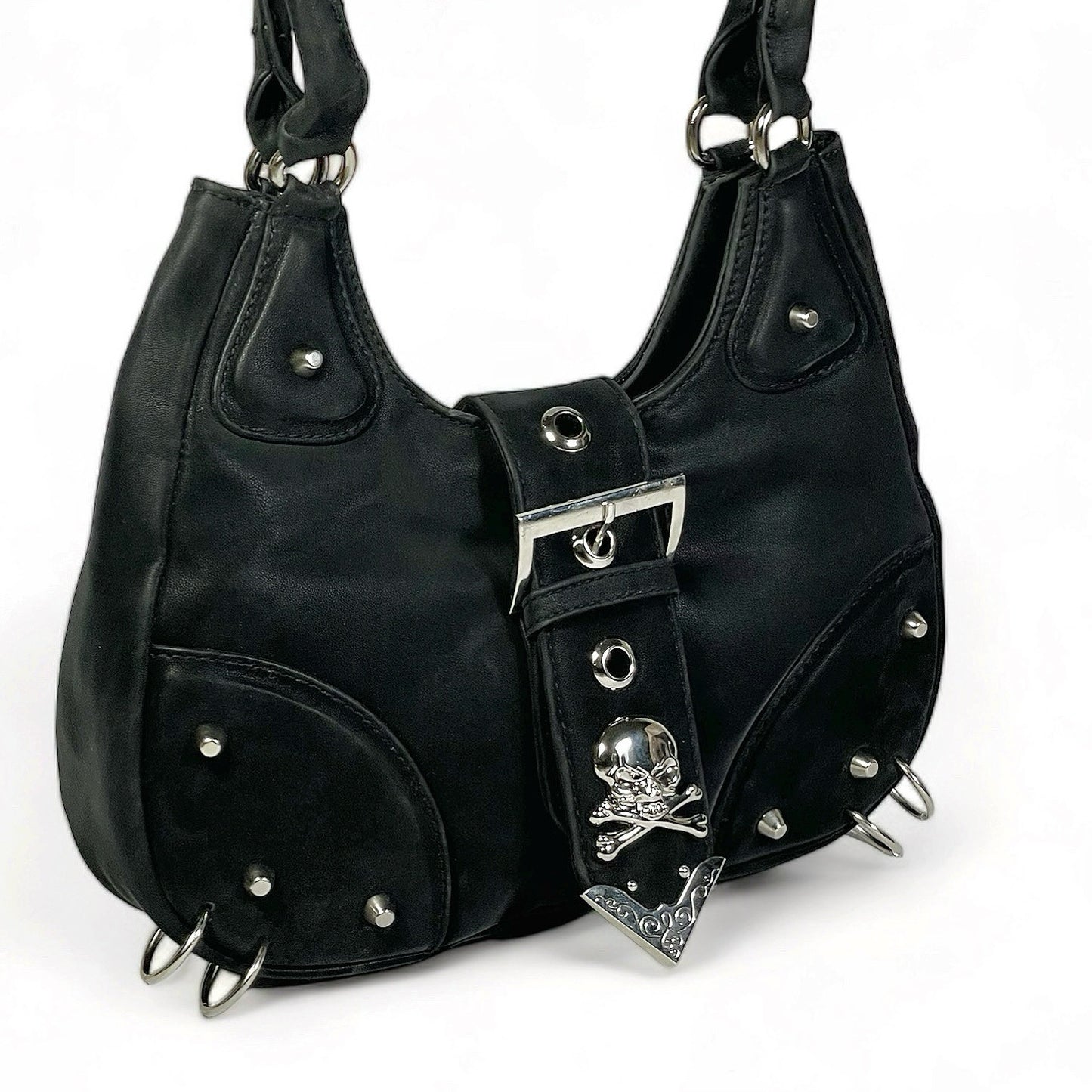Suede black hobo shoulder bag