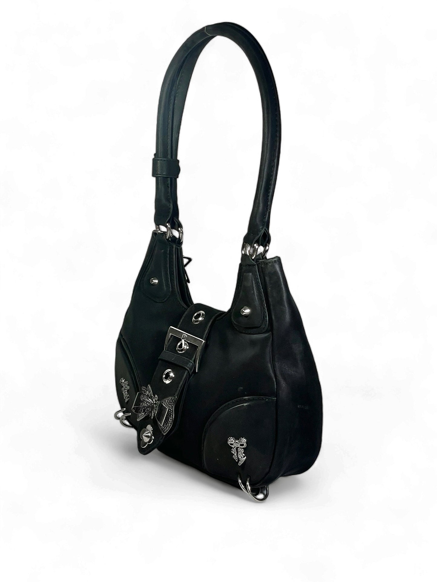 Black Moth  sude Hobo bag