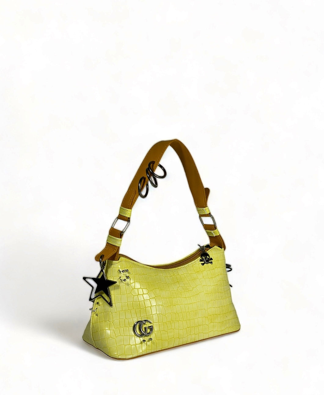 Yellow punk hand bag