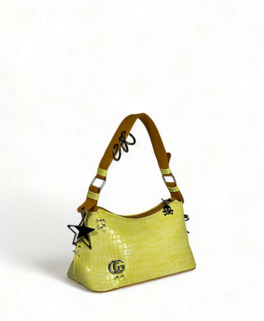 Yellow punk hand bag