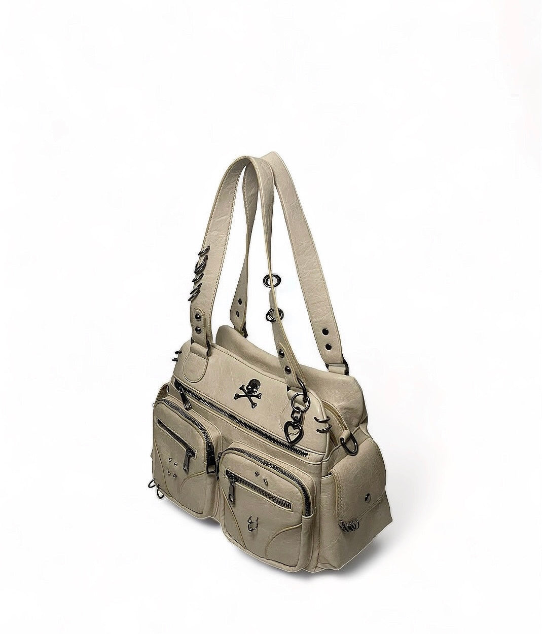 Y2k beige punk shoulder bag